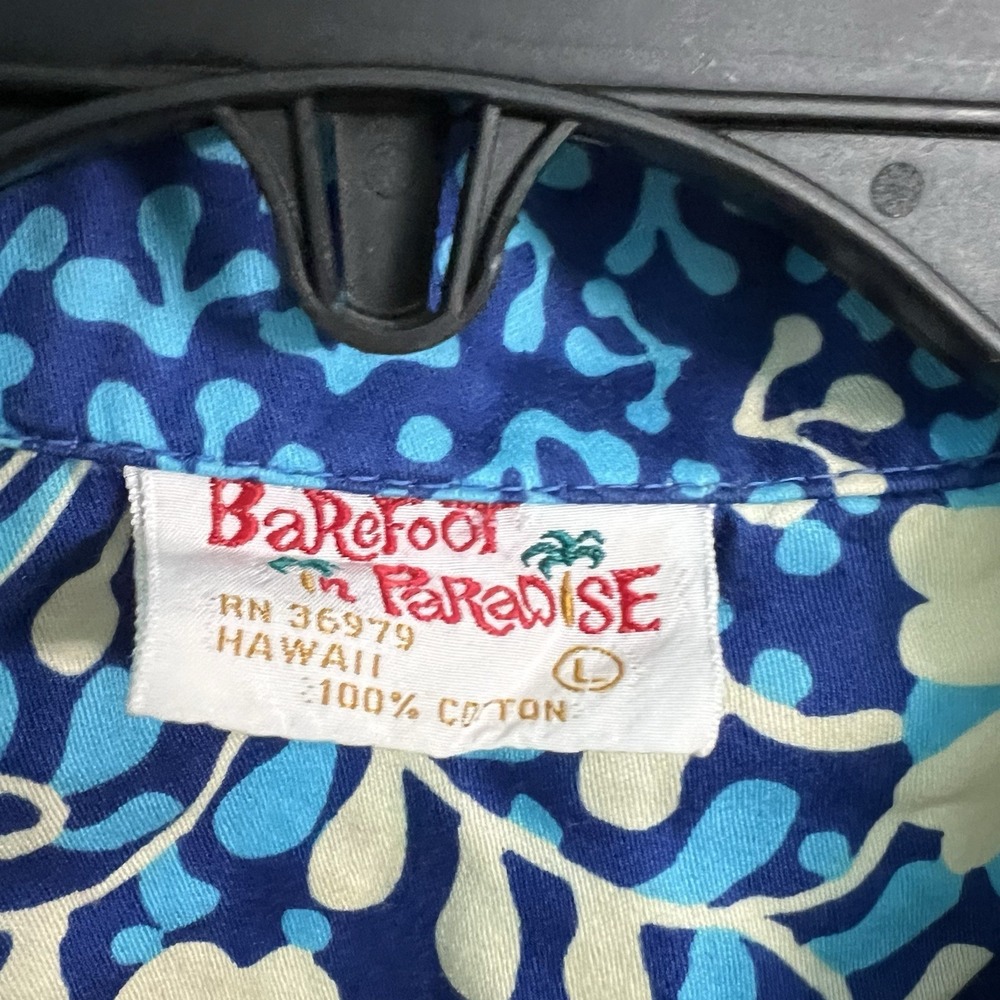 Vintage Barefoot In Paradise 70s Hawaiian Floral Tropical Shirt Men's L USA - Picture 4 of 8
